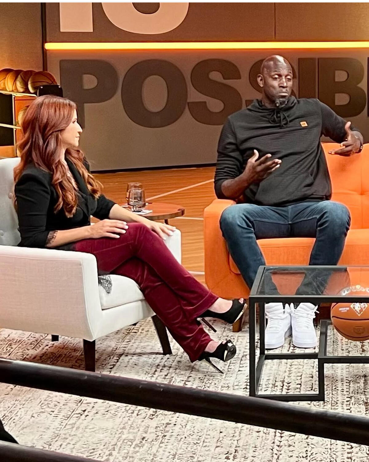 Rachel Nichols interviewing Kevin Garnett