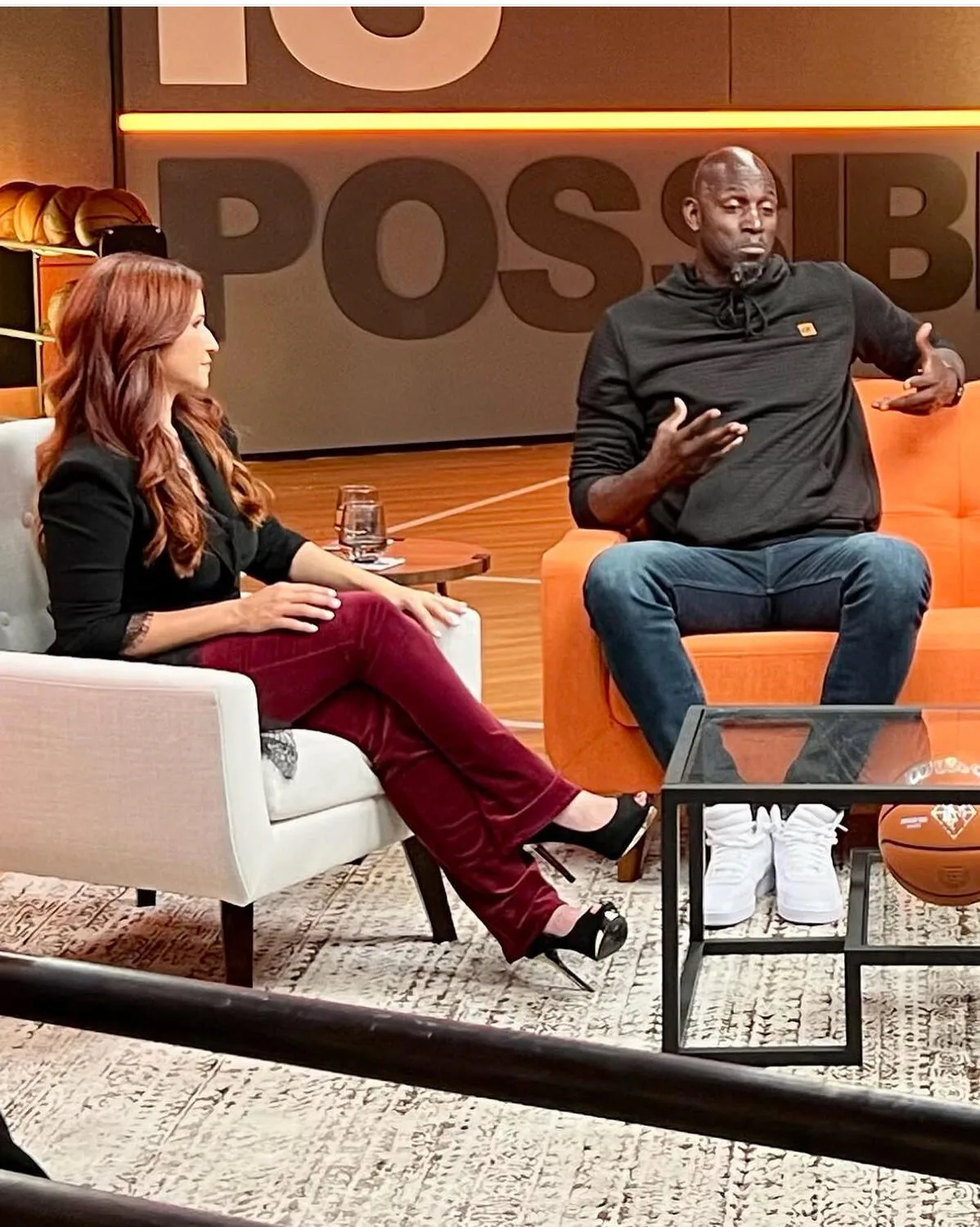 Rachel Nichols interviewing Kevin Garnett