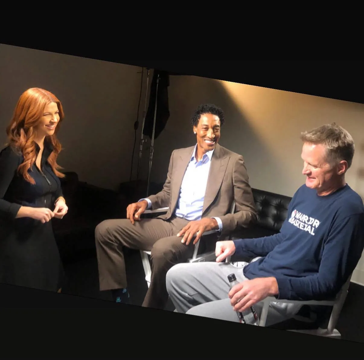 Rachel Nichols with Scottie Pippen and Steve Kerr for Headliners with Rachel Nichols