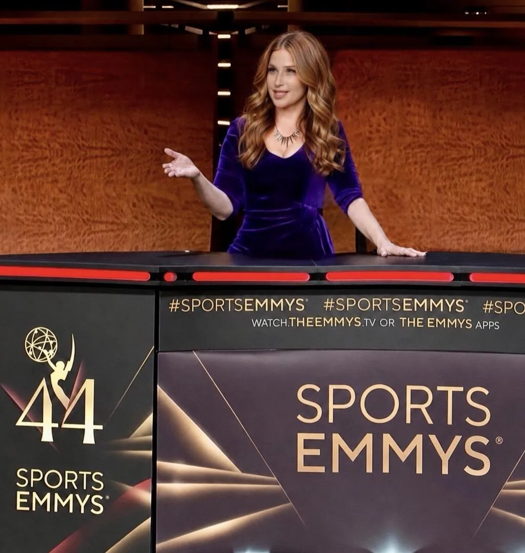Rachel Nichols presenting at the 2023 Sports Emmys